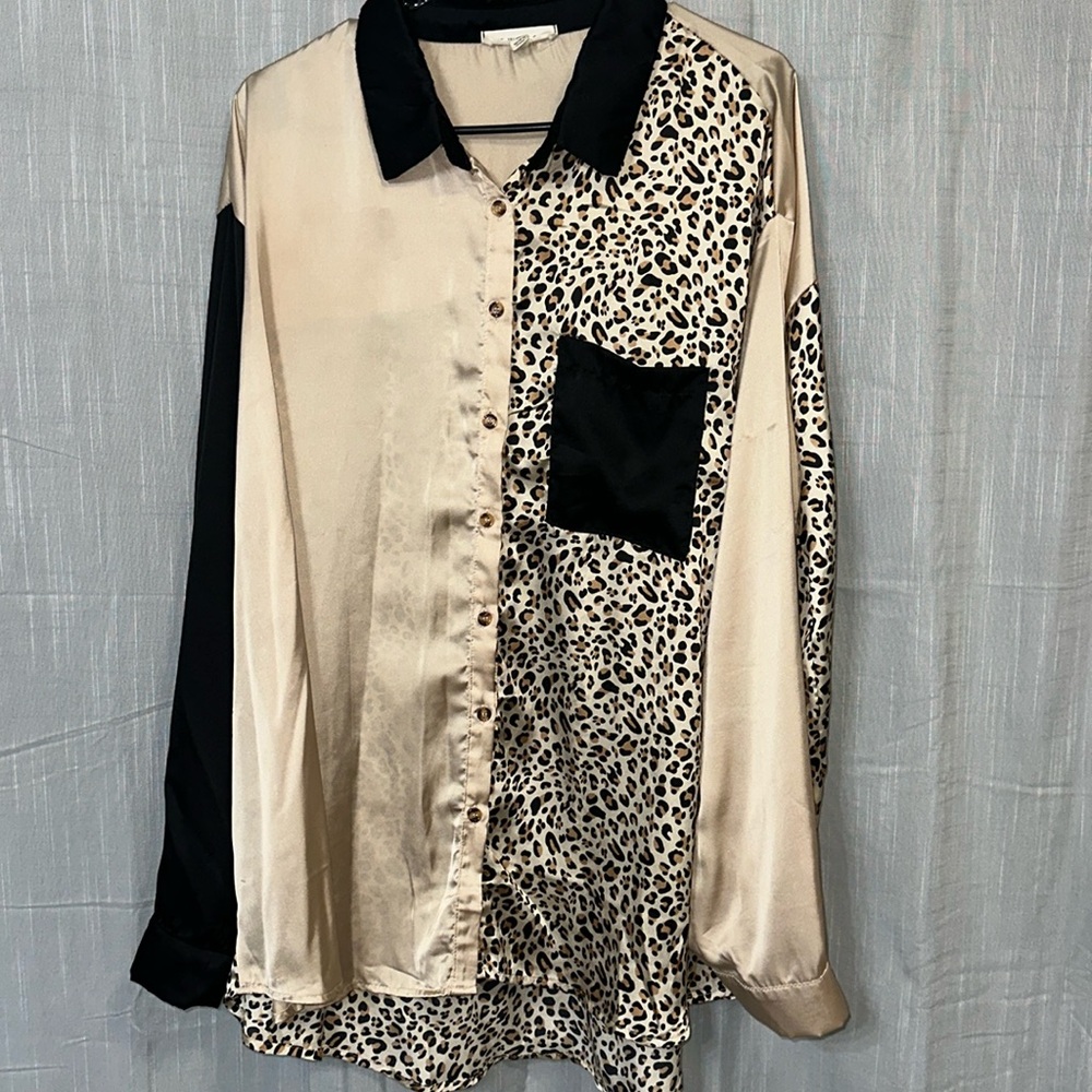 Cheetah silk top